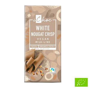Biologische Chocolade Witte Nougat Crisp vegan iChoc