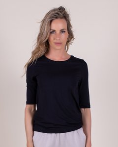 Women's t-shirt black viscose round neck 1/2 sleeve - CHICAGO