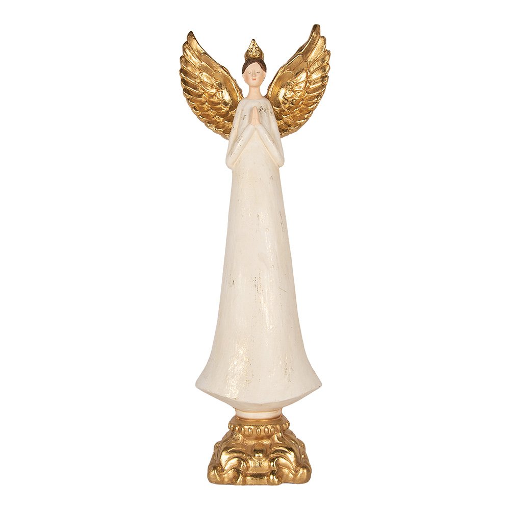 Decoratie Beeld Engel 27x18x78 cm Beige Kunststof