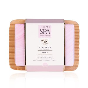 Handpflegeset HOME SPA mit Seife auf Seifenschale aus Holz