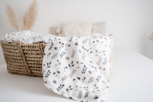 Babydeken BIO mousseline doek 120x120cm gedroogde bloemen