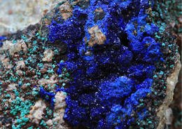  Azurite gemstone greeting card, featuring a vibrant blue mineral formation with intricate patterns and textures.