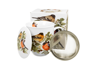 DUO WORLD OF BIRDS Mug + Infuser, 400ml, EURASIAN BULLFINCHES, giftbox