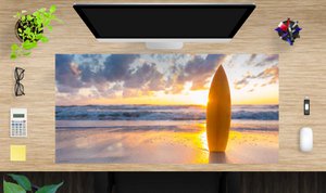 Surfboard on the beach - desk pad 100 x 50 cm