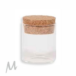 Glass jar with cork lid, 370ml capacity, suitable for storage of various items.