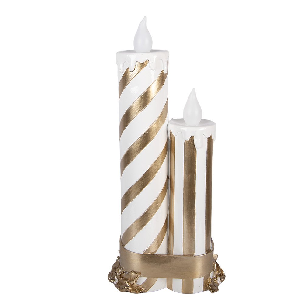 LED Kaars Kandelaar 19x16x41 cm Goudkleurig Kunststof Kerstdecoratie