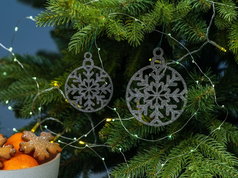 Décorations de sapin de Noël SNOWFLAKE rond