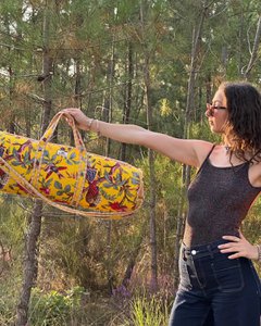 Quilted cotton yoga bag - FOREST Yellow