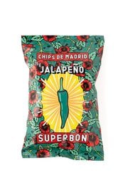 Crispy salt-flavored potato chips in a vibrant red and yellow packaging featuring a cartoon superhero character.