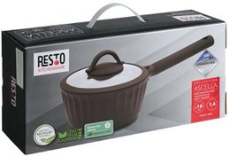 A round, black cast iron frying pan with a metal handle. The pan is suitable for all heat sources and is PFAS-free.