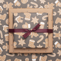 Double-sided wrapping paper Christmas "gingerbread" Christmas cookies in beige and brown made from 100% recycled paper
