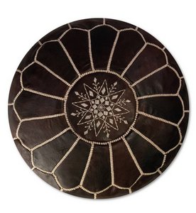 Lederen pouffe - donkerbruin