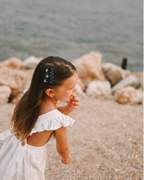 Barrettes bleu foncé bloom + pois