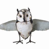 ZIMBA-ARTS METAL WHITE OWL OPEN WINGS