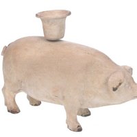 Kandelaar varken creme 15x6x11cm