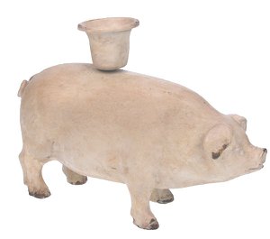 Kerzenständer Schwein creme 15x6x11cm
