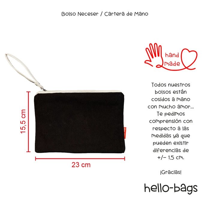 Hello-bags Damen Kulturbeutel „LAVITA“ Aus Baumwolle – Vielseitig Als Handtasche Oder Kosmetiktasche, Schwarz/Ecru