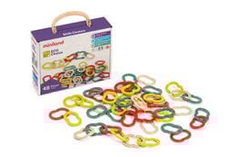 Colorful plastic rings in various shapes and sizes, suitable for children's jewelry making and creative play.