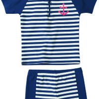 UV-Schutz Schwimmset Maritime - Marine / Weiß