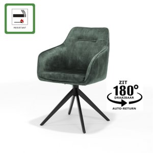 Armstoel Jazz zwart draaivoet - Aurora Velours Hunter UKFR