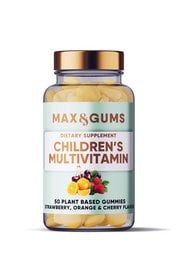 Children's multivitamin gummies in a bottle with a colorful label. The gummies are fruit-flavored and contain essential vitamins and minerals for children's health and development.