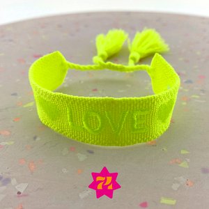 Woven bracelet Neon yellow LOVE
