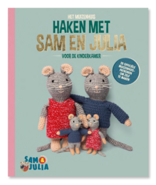 Crochet book featuring characters Sam and Julia, with a colorful hot air balloon on the cover.