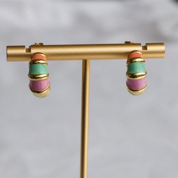 Nadine - Colourful Enamel Hoop Croissant Earrings