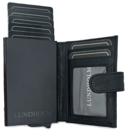 Porta carte da uomo estensibile Lundholm - con scomparto per monete, banconote - porta carte in pelle porta carte di credito estensibile da uomo