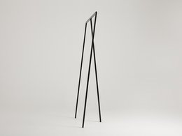 Tall, minimalist clothing rack in various colors including purple, mint, red, black, yellow, orange, gold, blue, green, white, and cream.