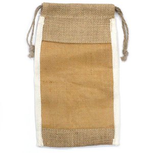 NatWP-07 - Lrg Washed Jute Pouch - 26x15cm