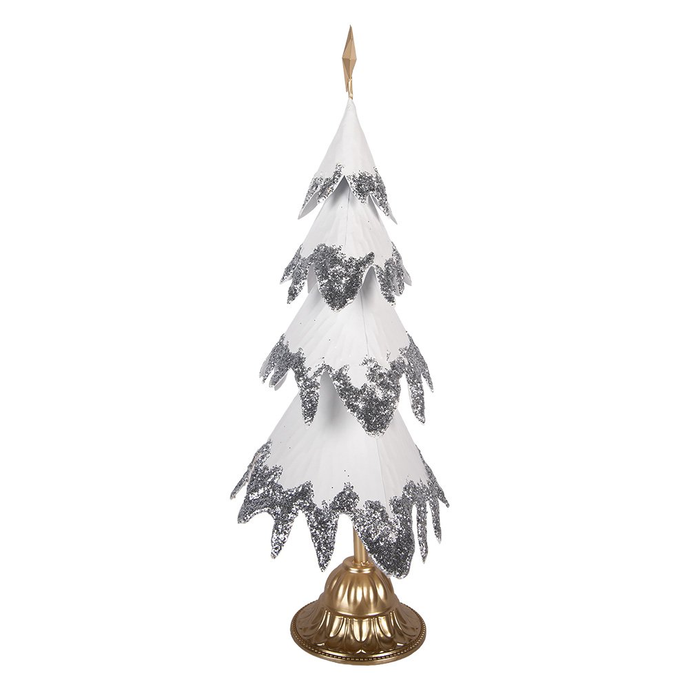 Kerstdecoratie Beeld Kerstboom 34x26x67 cm Wit Metaal