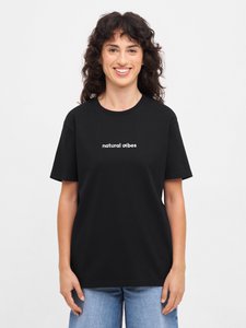 Organisch T-shirt Natural Vibes-Black T-shirt met geborduurd Natural Vibes-logo, vrouwen