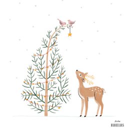 Tarjeta de Navidad | Ciervo | animales del bosque