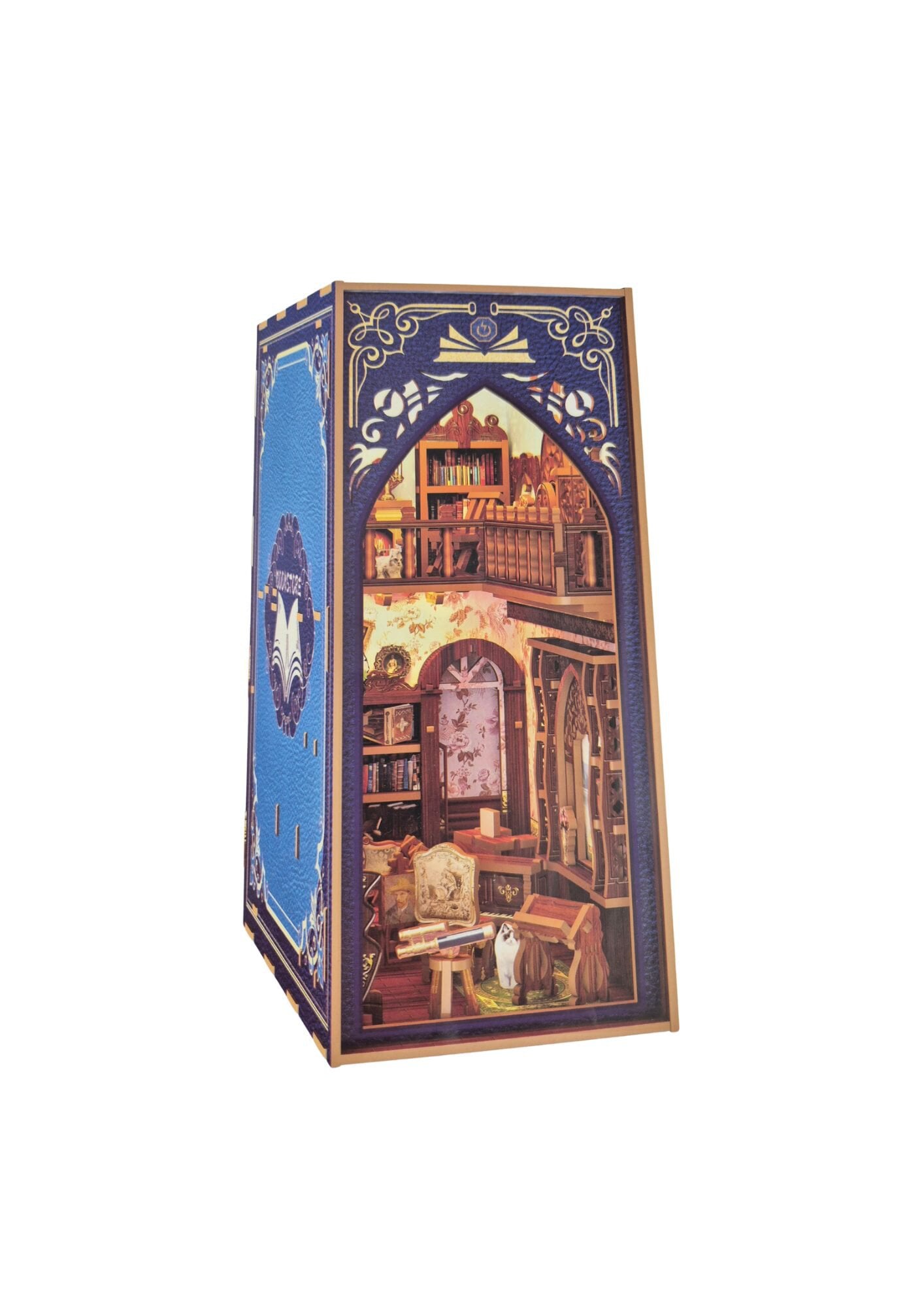3D Boeknook Retro Boekwinkel Houten Decor Kit
