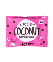 Organic, vegan, gluten-free choc chip coconut brownie ball by Roobar, 40g.