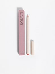 A pink lip liner pencil with the text "MVOS" printed on it. The pencil is shown against a plain background.