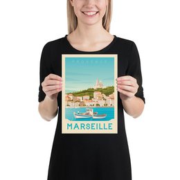 Affiche Marseille Vintage | Poster Ville Marseille Provence Côte d'Azur France