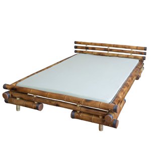 Bamboe bed 140 x 200 bruine vaste tweepersoonsbed aard