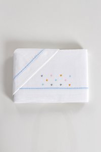 Colorful Hearts Flannel Embroidered Baby Sheets Set 100cm x 160cm