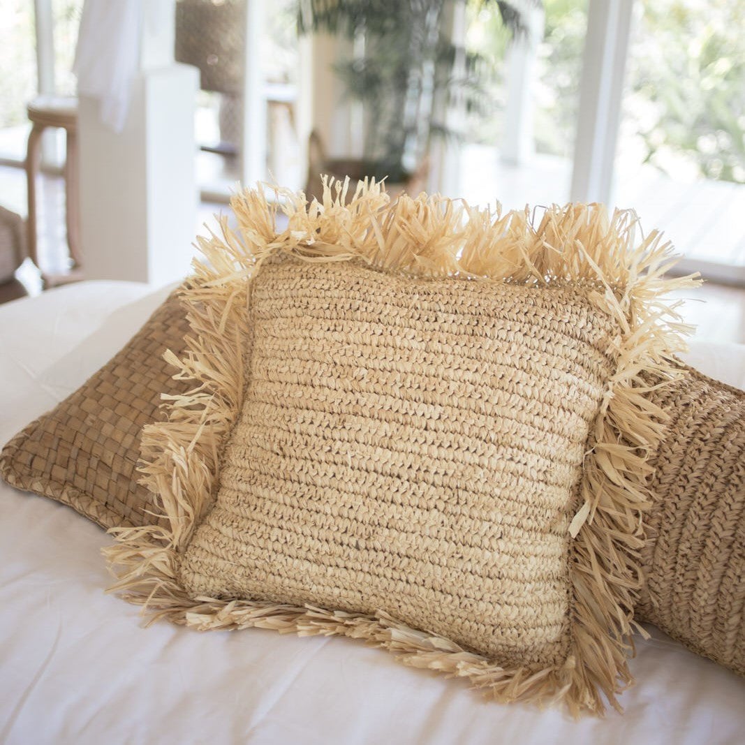 Raffia Decoratieve Sierkussen voor Bank of Bed van Soeji