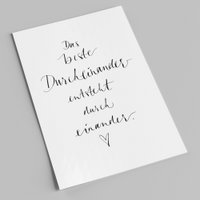 Schriftzug-Karte | Das beste Durcheinander entsteht durch einander | Liebeskarte mit Spruch | Postkarte
