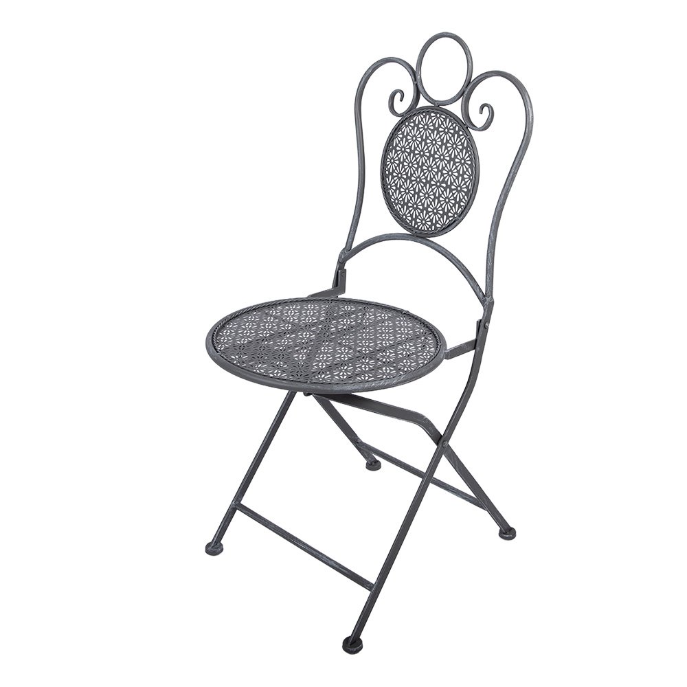 Bistroset Bistrotafel Bistrostoel 3-delig Ø 60x71 / 50x40x93 cm Grijs Metaal