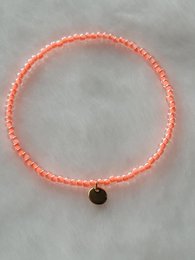  Beaded bracelet in peach color, 15 cm length for kids, 17 cm and 19 cm lengths for women, made of Miyuki beads.