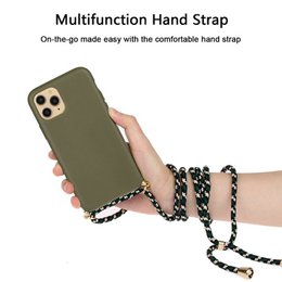 Lunso - Rückseitenhülle mit Kordel - iPhone 11 Pro Max - Armeegrün