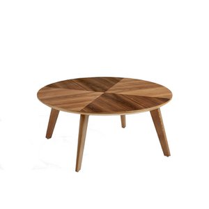 Walnut wood round coffee table