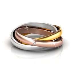Bague 3 Realms Argenté, Doré, Or Rose et Cristal