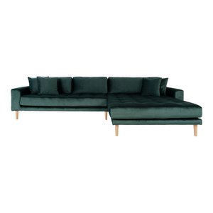 Lido Loungebank - Donkergroen, polyester/schuim/beuken, rechts gericht, 170-92x290x76 cm