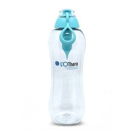 Mint-colored water filter bottle from L'OTHera, featuring a sleek and compact design with a flip-top lid for easy use.