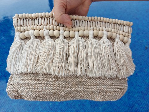 COTTON HANDBAG WITH SHELLS